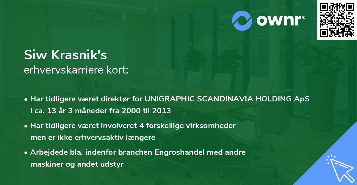 Siw Krasnik's erhvervskarriere kort