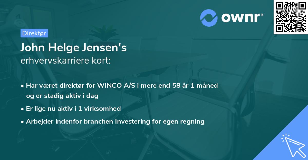 John Helge Jensen's erhvervskarriere kort