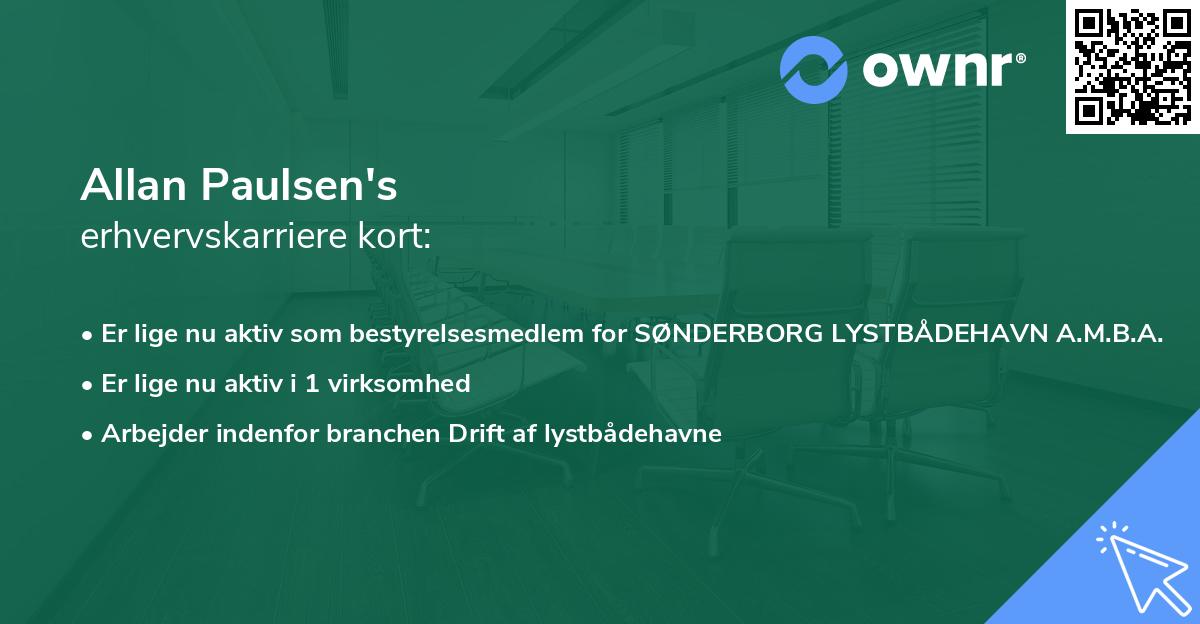 Allan Paulsen's erhvervskarriere kort