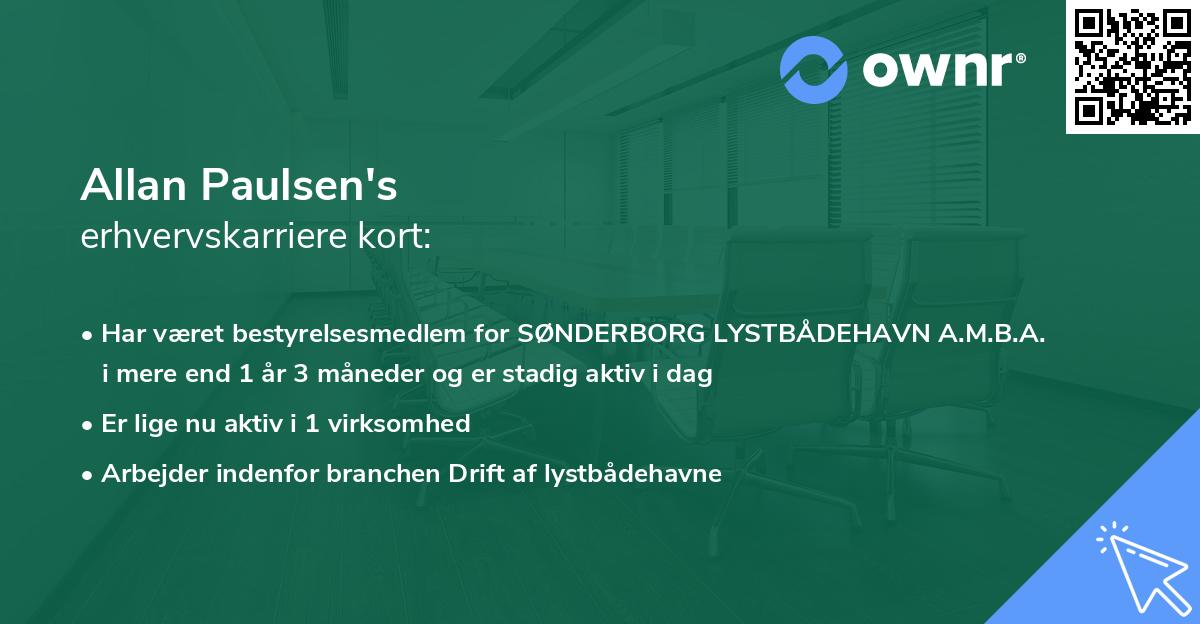 Allan Paulsen's erhvervskarriere kort