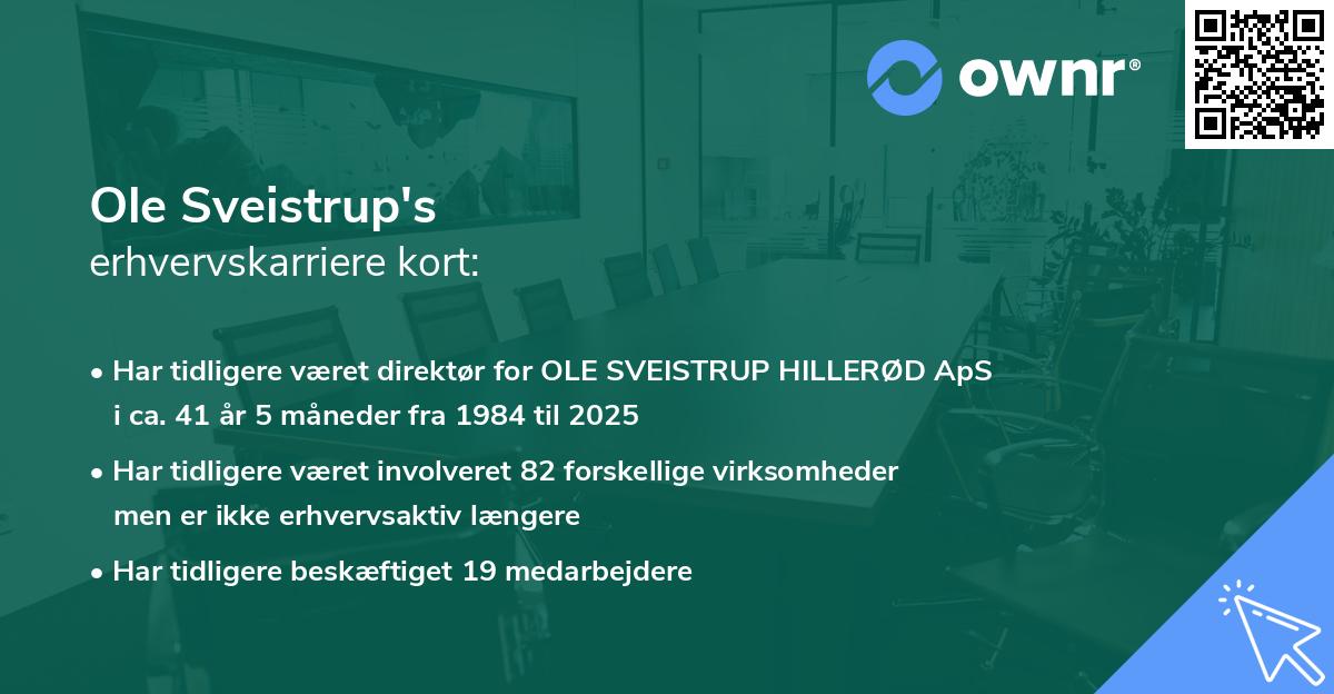 Ole Sveistrup's erhvervskarriere kort