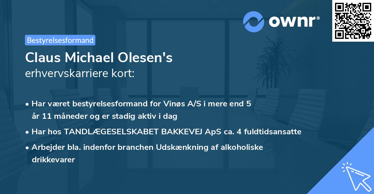 Claus Michael Olesen's erhvervskarriere kort