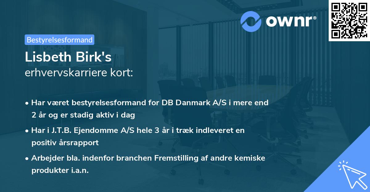 Lisbeth Birk's erhvervskarriere kort