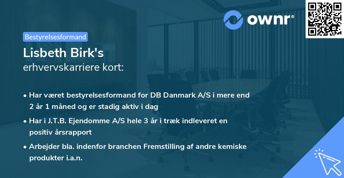 Lisbeth Birk's erhvervskarriere kort