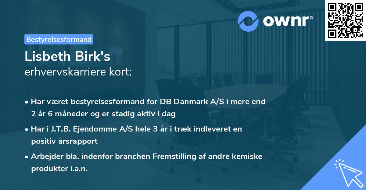 Lisbeth Birk's erhvervskarriere kort