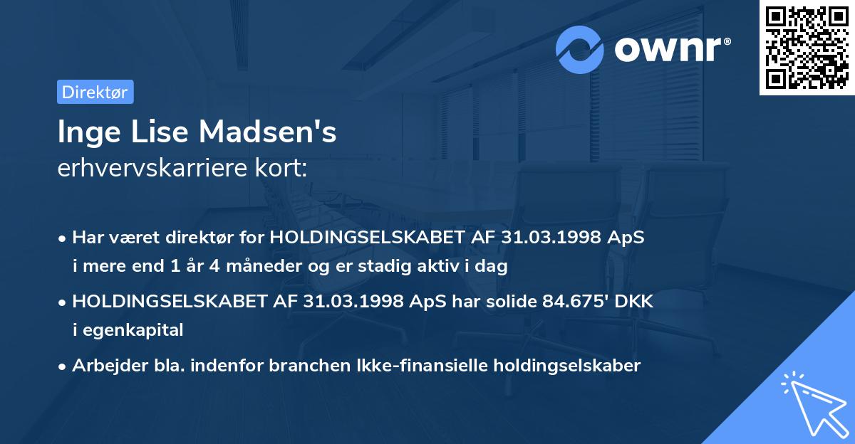 Inge Lise Madsen's erhvervskarriere kort