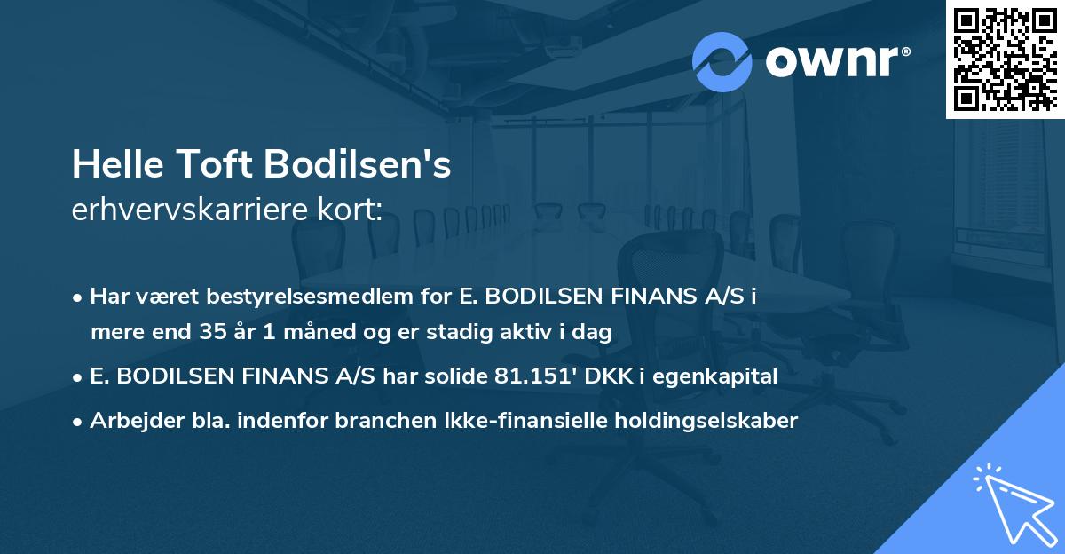 Helle Toft Bodilsen's erhvervskarriere kort