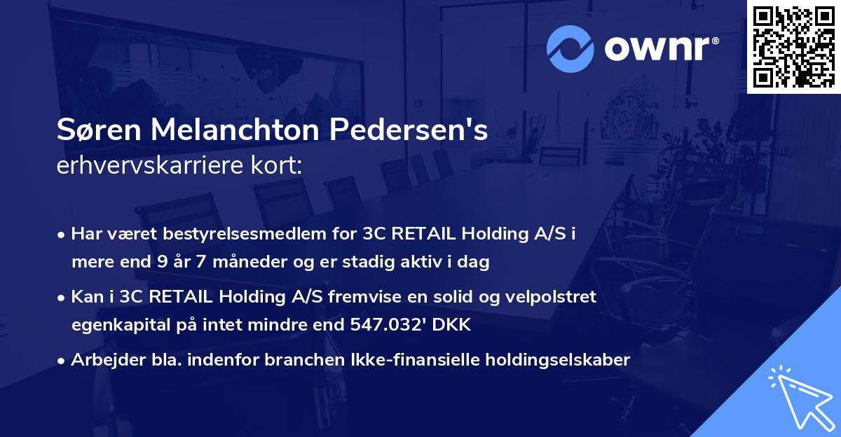 Søren Melanchton Pedersen's erhvervskarriere kort