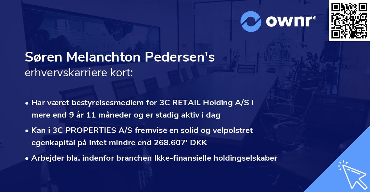 Søren Melanchton Pedersen's erhvervskarriere kort