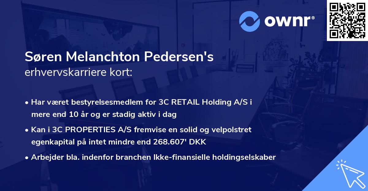 Søren Melanchton Pedersen's erhvervskarriere kort