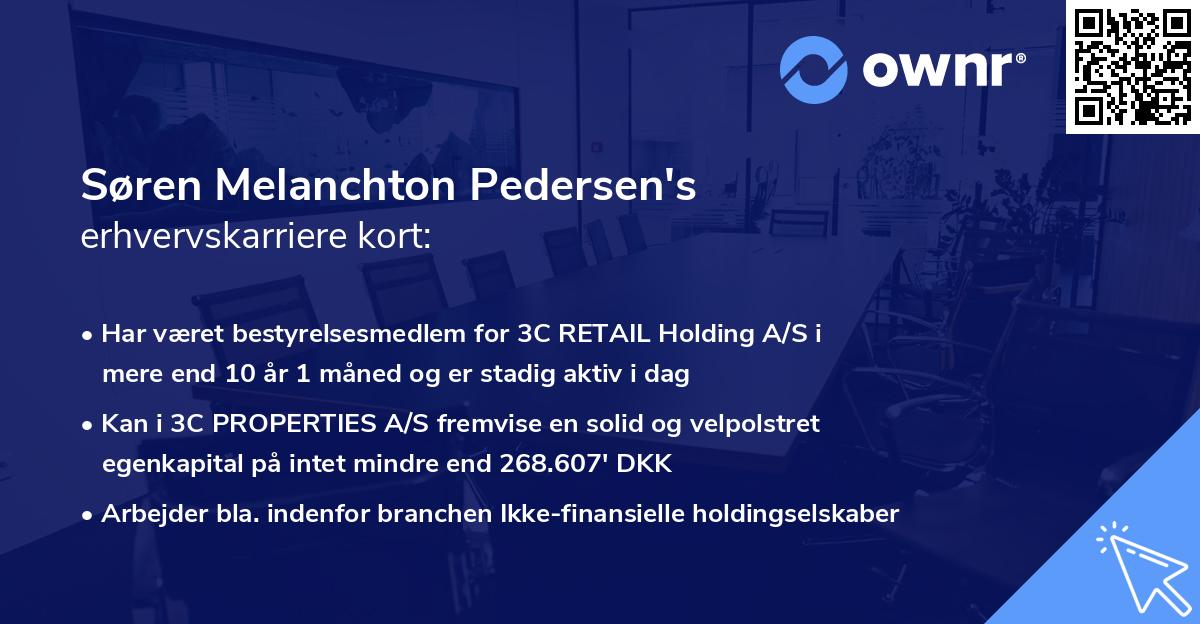 Søren Melanchton Pedersen's erhvervskarriere kort