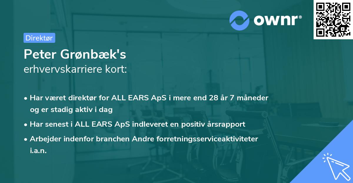 Peter Grønbæk's erhvervskarriere kort