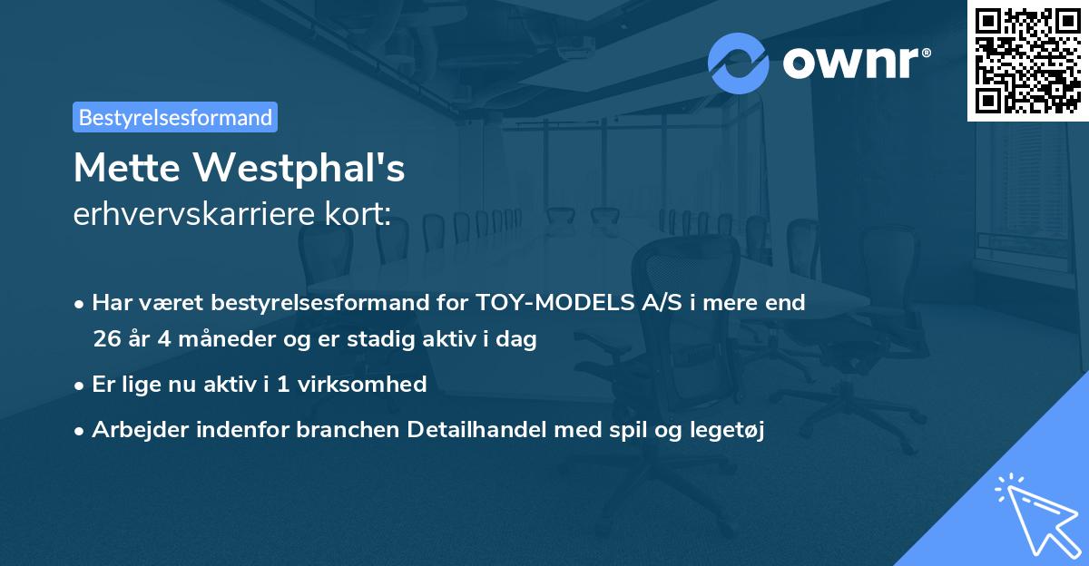Mette Westphal's erhvervskarriere kort