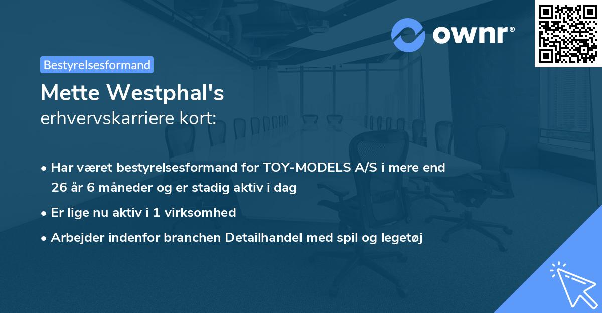 Mette Westphal's erhvervskarriere kort