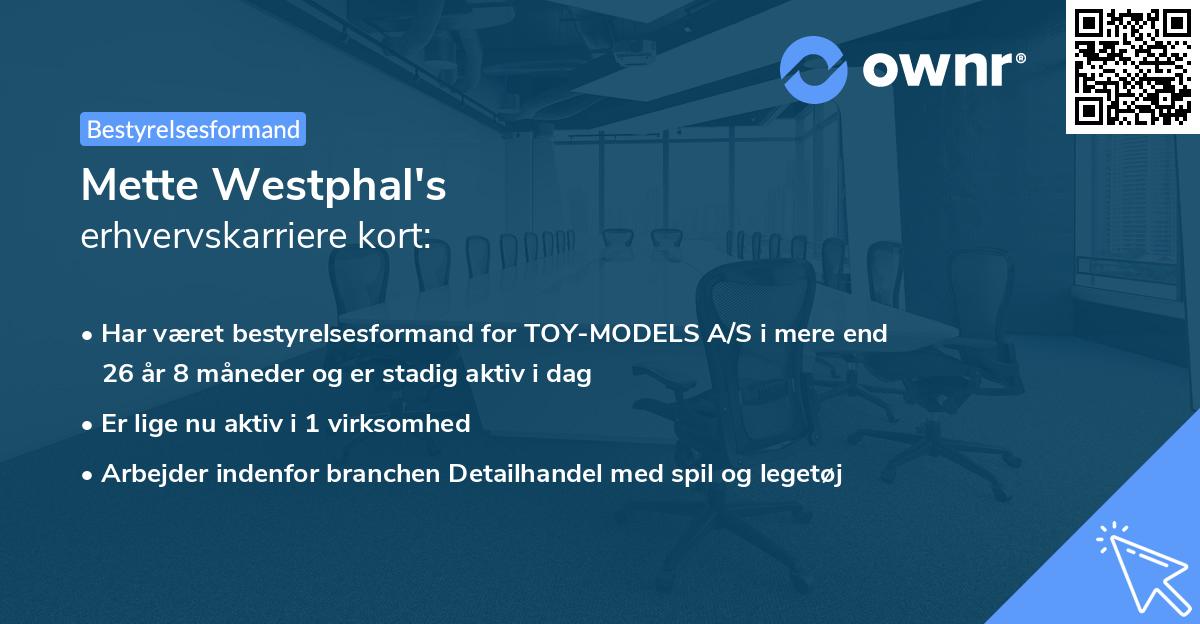 Mette Westphal's erhvervskarriere kort