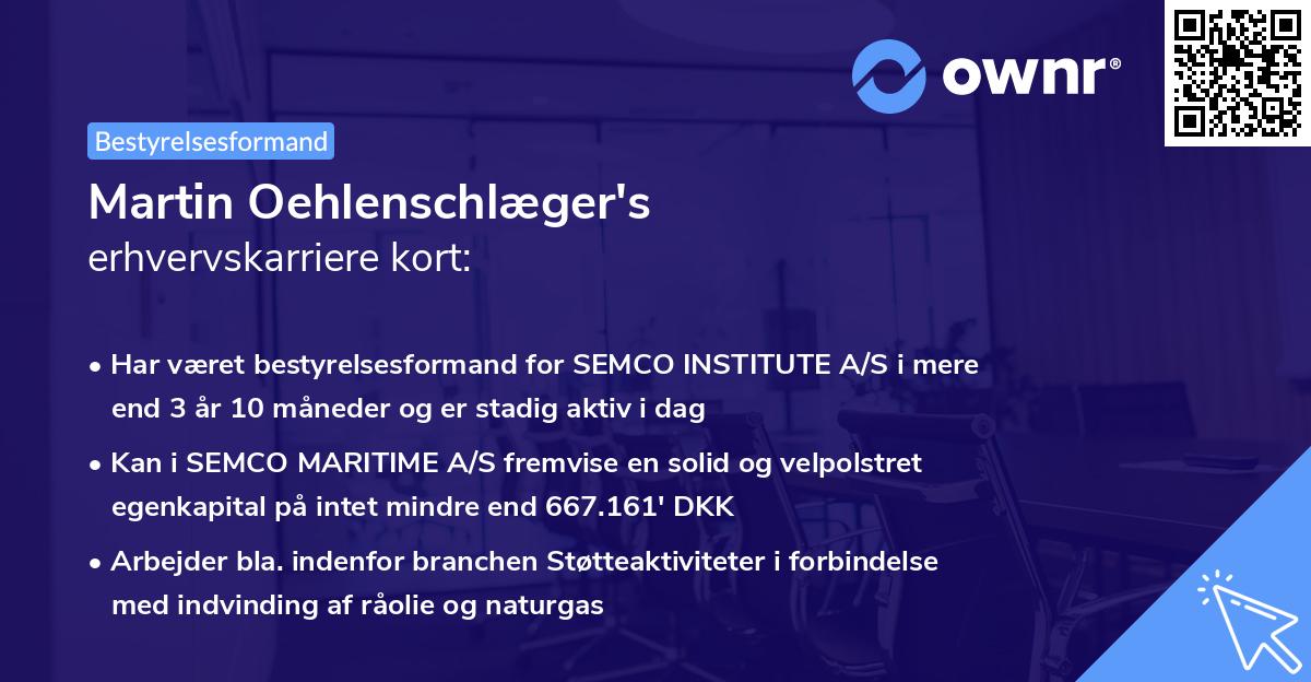 Martin Oehlenschlæger's erhvervskarriere kort