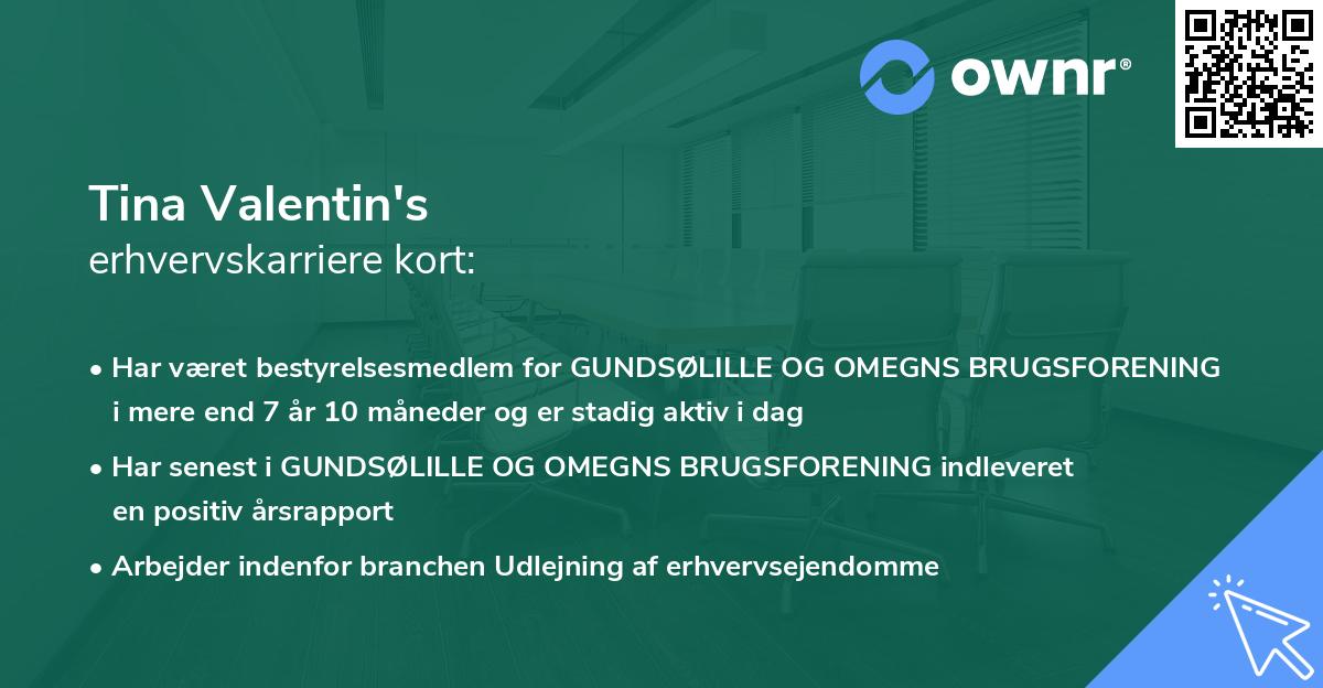 Tina Valentin's erhvervskarriere kort