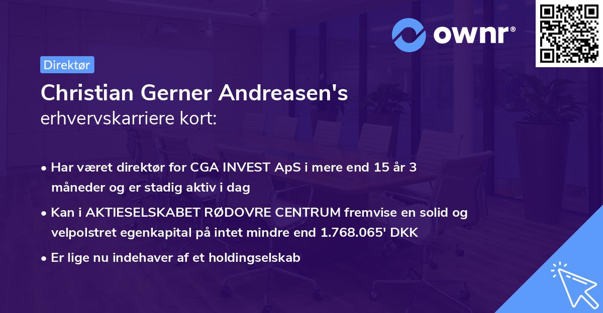 Christian Gerner Andreasen's erhvervskarriere kort