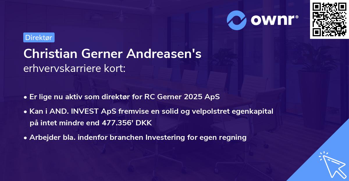 Christian Gerner Andreasen's erhvervskarriere kort