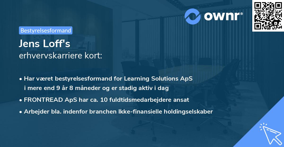 Jens Loff's erhvervskarriere kort