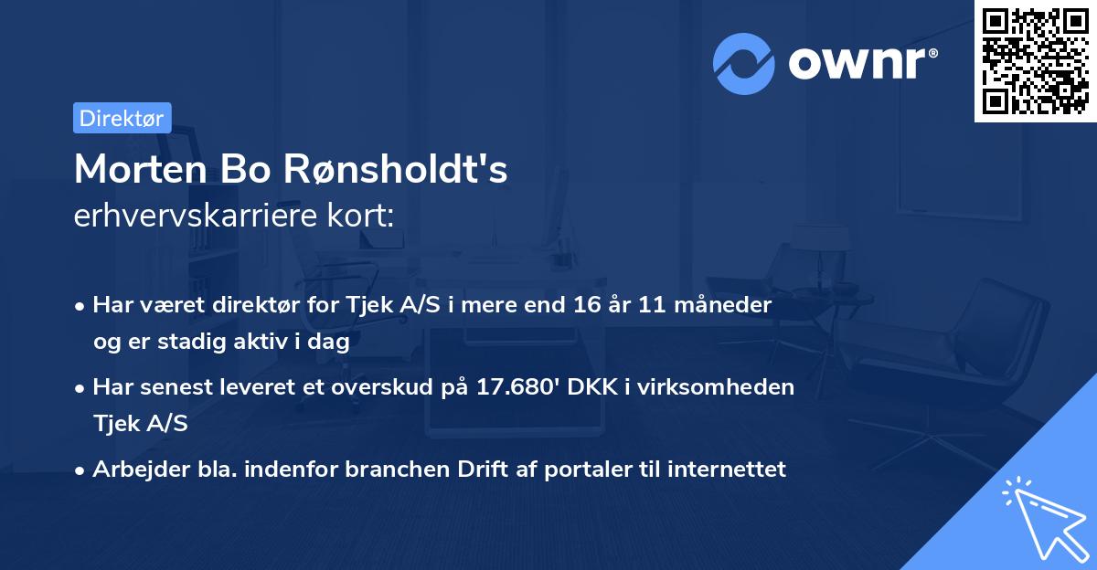 Morten Bo Rønsholdt's erhvervskarriere kort
