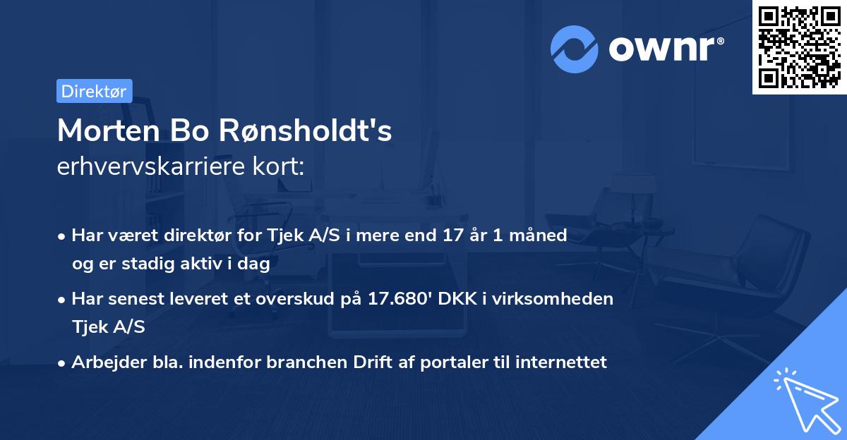 Morten Bo Rønsholdt's erhvervskarriere kort
