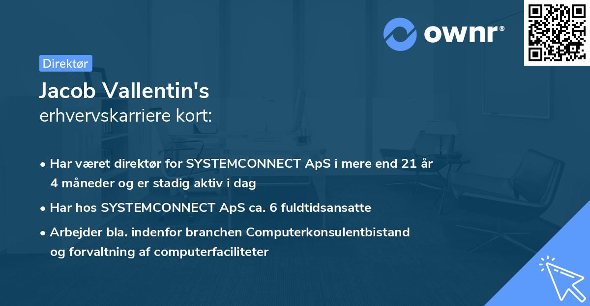 Jacob Vallentin's erhvervskarriere kort