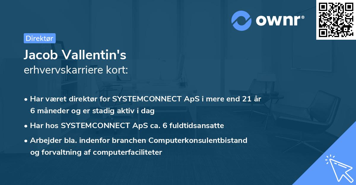 Jacob Vallentin's erhvervskarriere kort