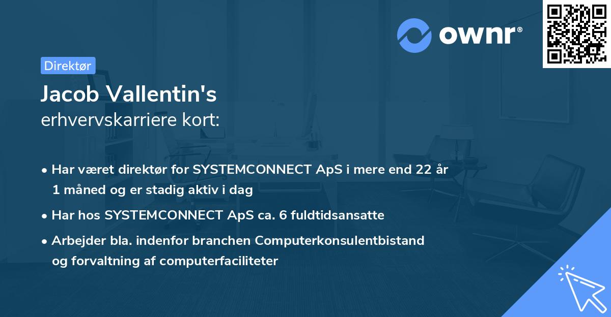 Jacob Vallentin's erhvervskarriere kort