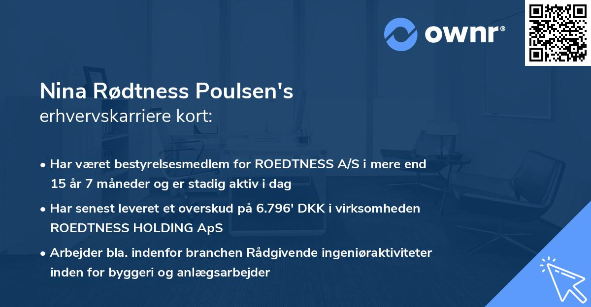 Nina Rødtness Poulsen's erhvervskarriere kort