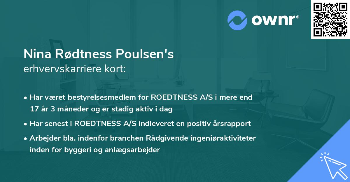 Nina Rødtness Poulsen's erhvervskarriere kort