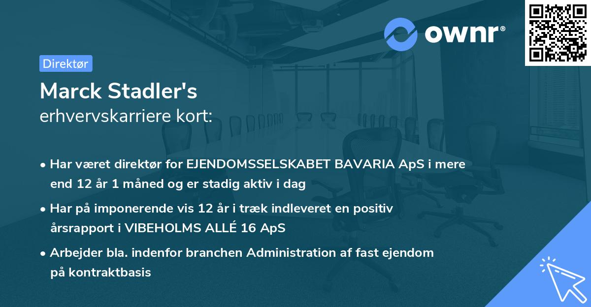 Marck Stadler's erhvervskarriere kort
