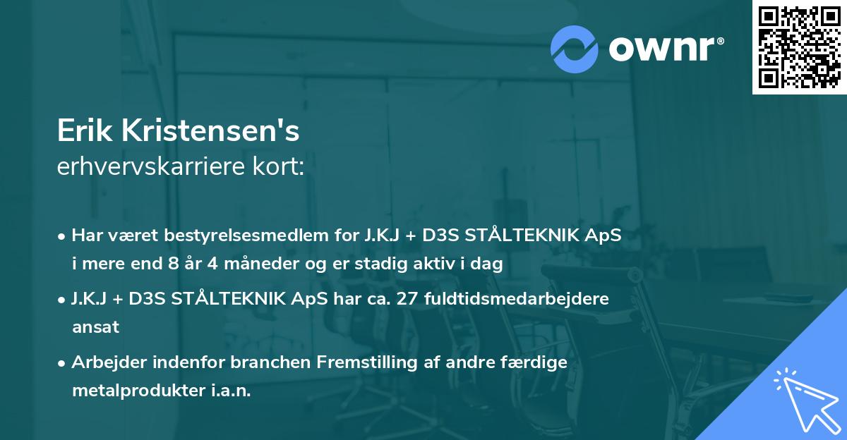 Erik Kristensen's erhvervskarriere kort