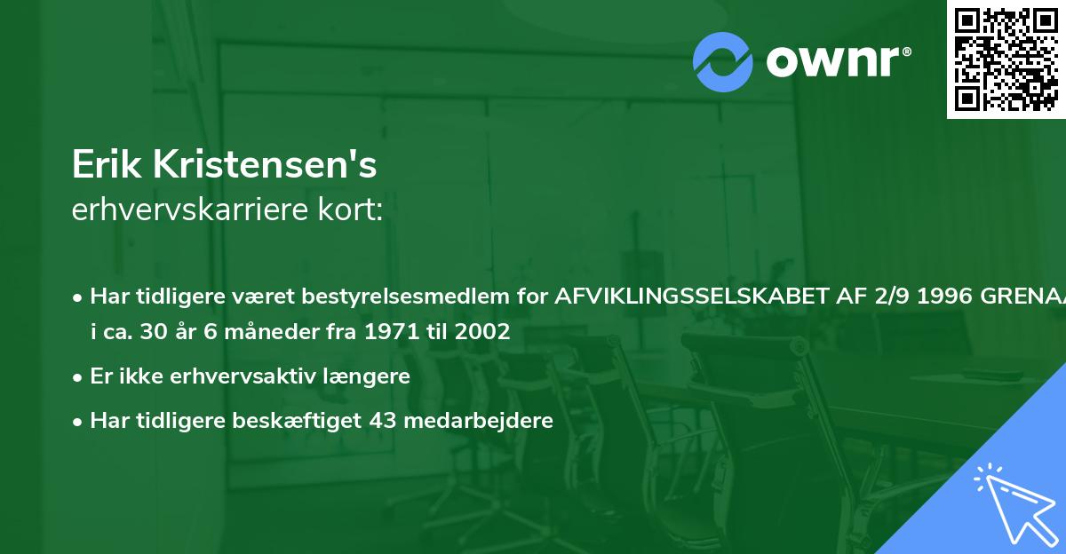 Erik Kristensen's erhvervskarriere kort