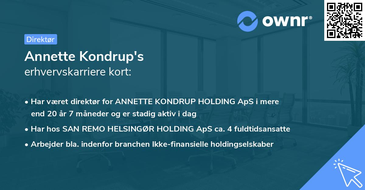 Annette Kondrup's erhvervskarriere kort