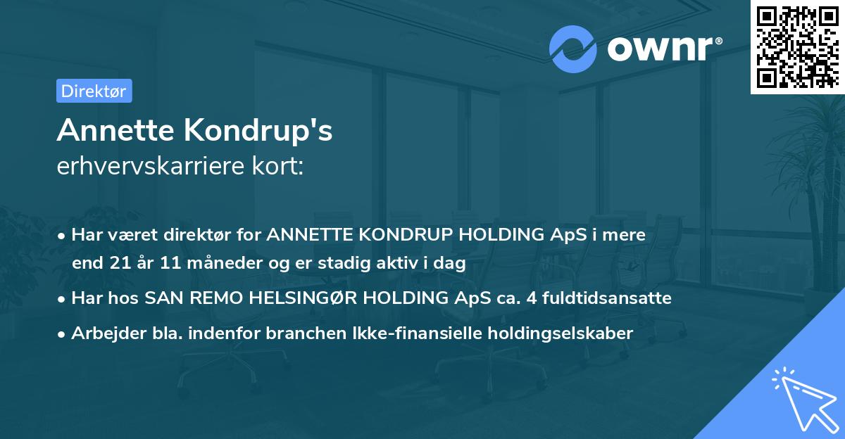 Annette Kondrup's erhvervskarriere kort
