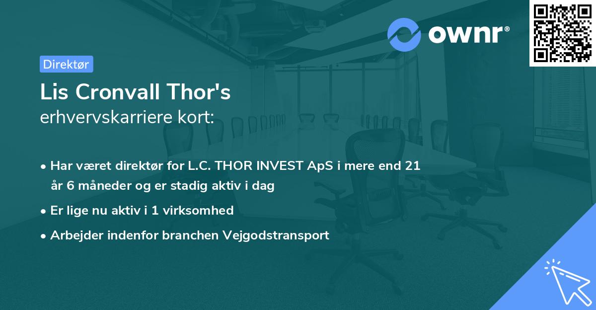 Lis Cronvall Thor's erhvervskarriere kort