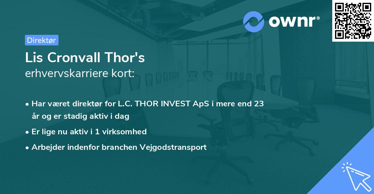 Lis Cronvall Thor's erhvervskarriere kort