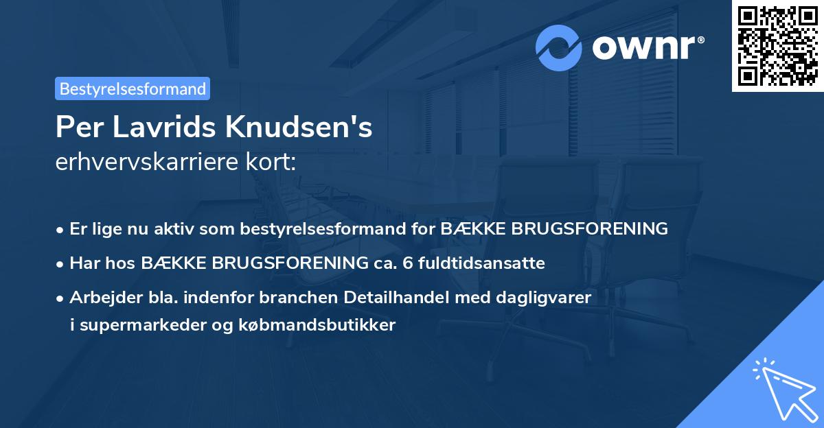 Per Lavrids Knudsen's erhvervskarriere kort