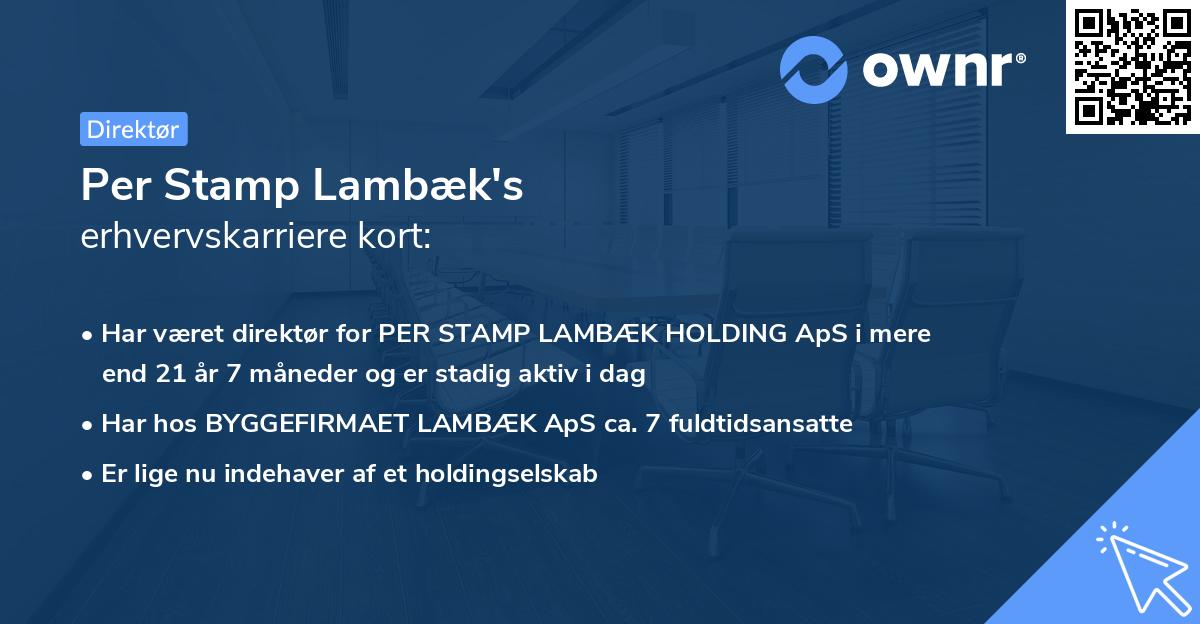 Per Stamp Lambæk's erhvervskarriere kort