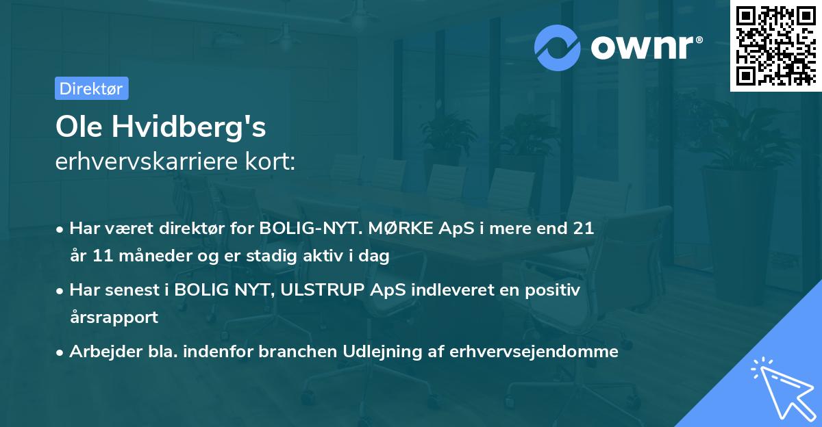 Ole Hvidberg's erhvervskarriere kort