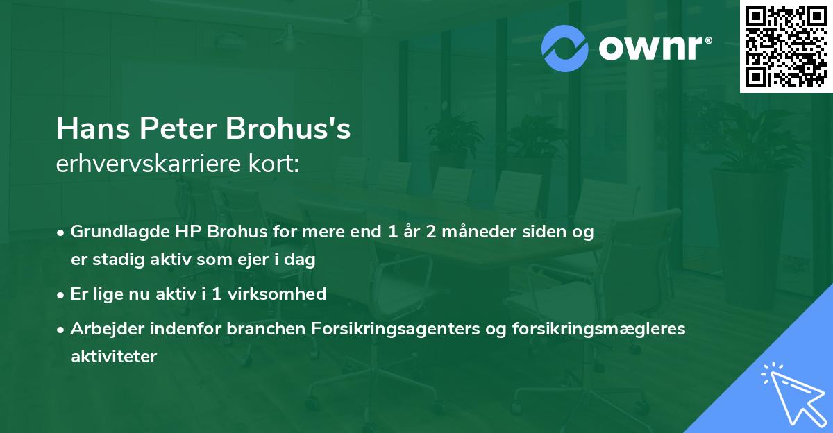 Hans Peter Brohus's erhvervskarriere kort