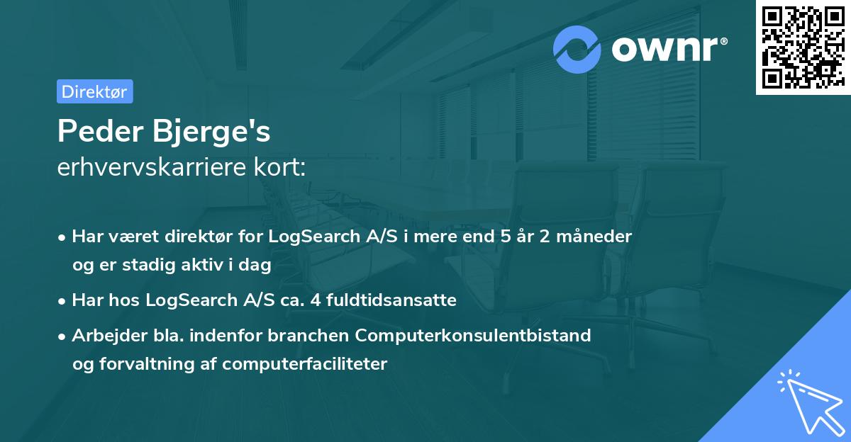 Peder Bjerge's erhvervskarriere kort