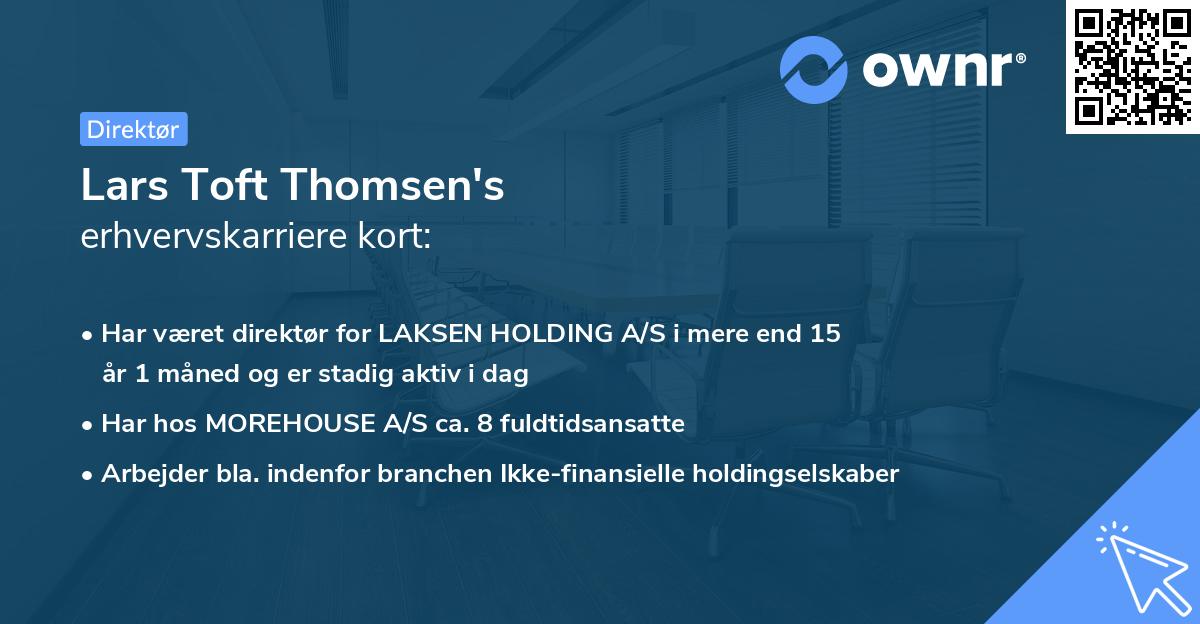 Lars Toft Thomsen's erhvervskarriere kort