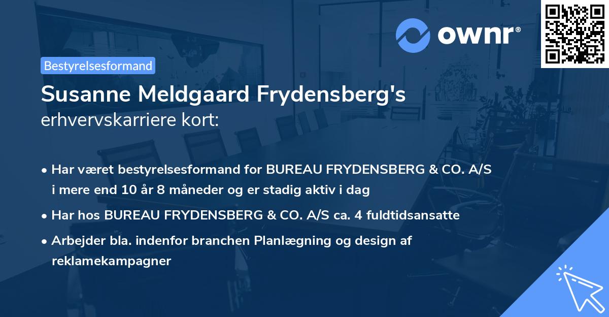 Susanne Meldgaard Frydensberg's erhvervskarriere kort