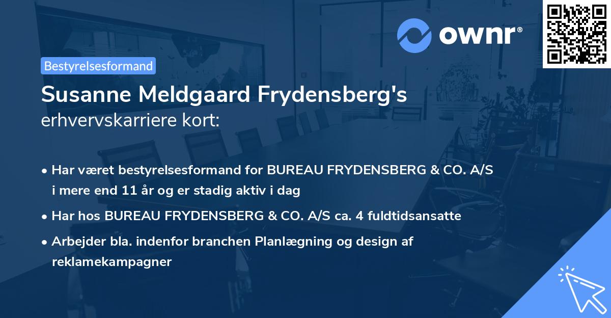 Susanne Meldgaard Frydensberg's erhvervskarriere kort