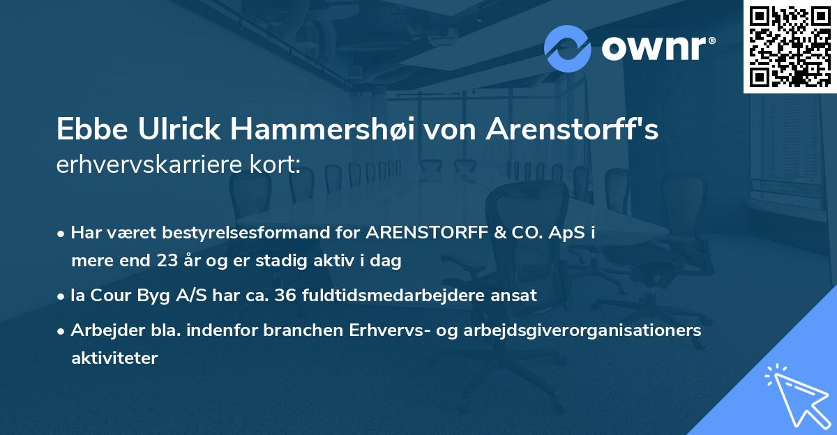 Ebbe Ulrick Hammershøi von Arenstorff's erhvervskarriere kort