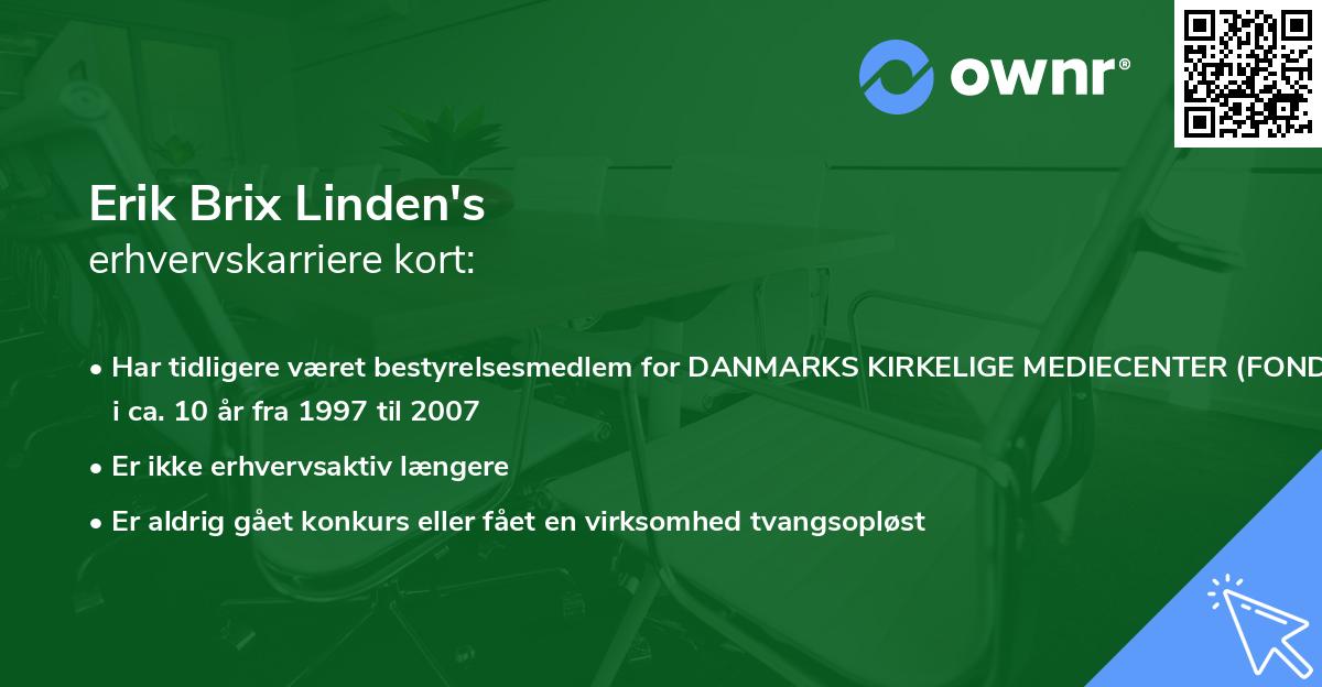 Erik Brix Linden's erhvervskarriere kort