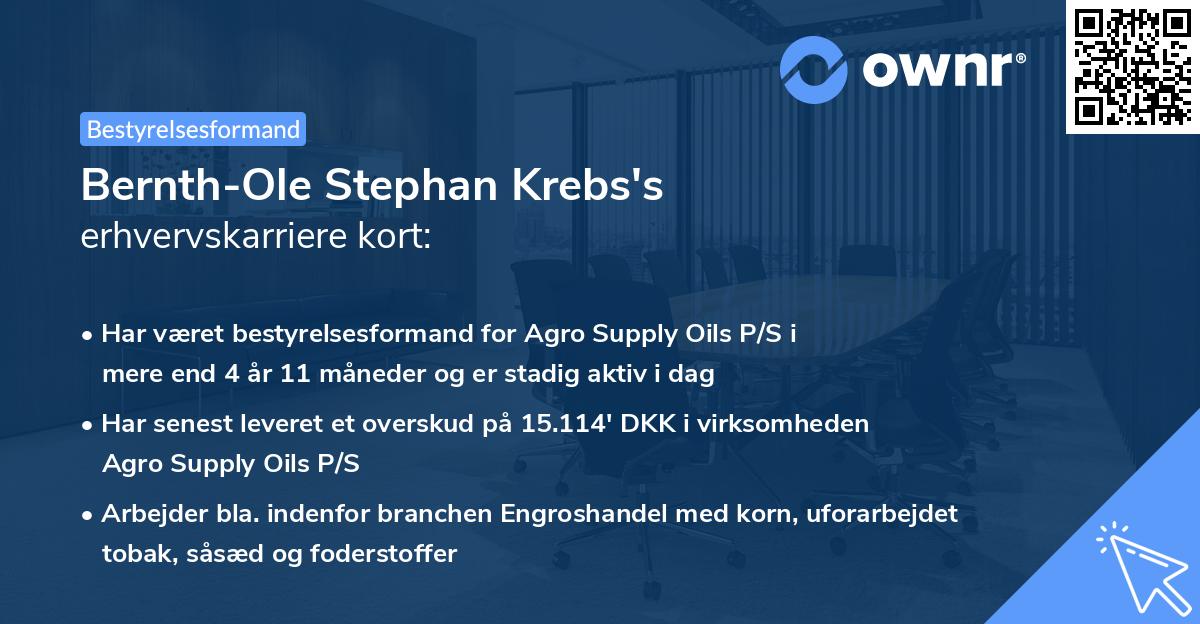 Bernth-Ole Stephan Krebs's erhvervskarriere kort