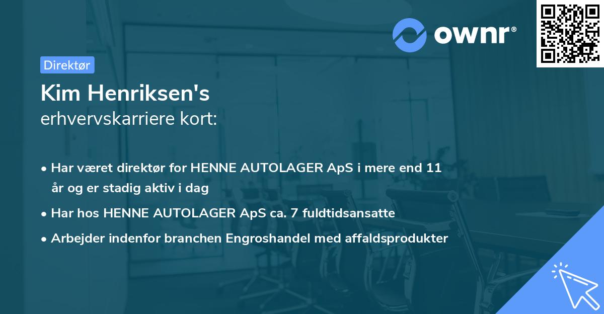 Kim Henriksen's erhvervskarriere kort
